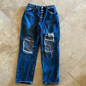 Angel Kiss Distressed Straight Leg blue Jeans